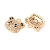 Brass Micro Pave Black Cubic Zirconia Charms CU-CBAEC99-18G-2