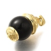 Brass & Natural Black Agate(Dyed & Heated) Pendants KK-Q043-22G-2