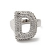 Letter Brass Micro Pave Clear Cubic Zirconia Open Cuff Ring for Women RJEW-N046-03D-P-2