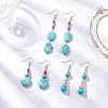 Brass Synthetic Turquoise Dangle Earrings EJEW-JE06535-1