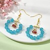 Imitation Jade Glass Beaded Ring Dangle Earrings EJEW-JE05568-01-3