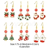 6 Pairs 6 Styles Christmas Tree & Snowflake & Wreath Alloy Enamel Dangle Earrings for Women EJEW-FS00003-4