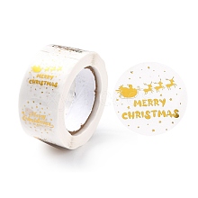 Christmas Themed Flat Round Roll Stickers X-DIY-B045-15A