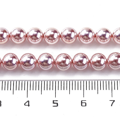 UV Plating Pearlized Glass Pearl Beads Strands GLAA-F128-01A-T19-1