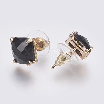 Faceted Glass Stud Earring Findings GLAA-F084-C09-1