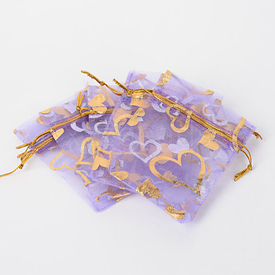 Heart Printed Organza Bags OP-R022-7x9-05-1
