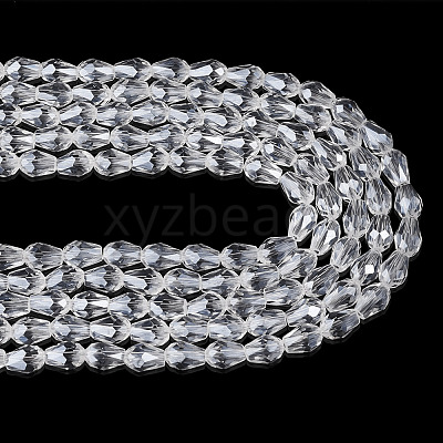 5 Strands Transparent Teardrop Glass Beads Strands GLAA-TA0004-21B-1