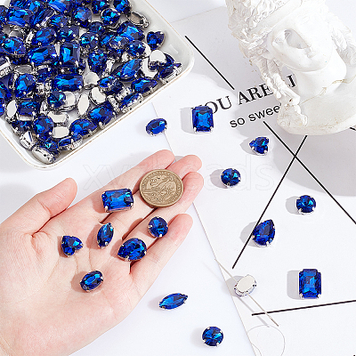 AHADEMAKER 1 Set Teardrop/Horse Eye/Heart/ Flat Round/Oval/Rectangle Octagon Shape Sew on Rhinestone FIND-GA0005-72D-1