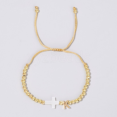 Brass Round Bead Braided Bead Bracelets LS-VB3830-11-1