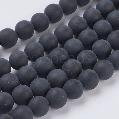 Natural Black Agate Beads Strands X-G-G447-4A-1