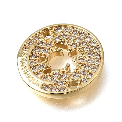 Brass Micro Pave Clear Cubic Zirconia Connector Charms CU-CBAA556-04E-1