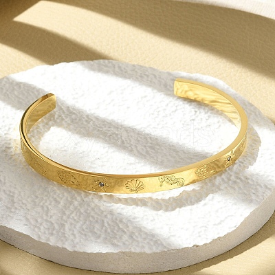 304 Stainless Steel Cuff Bangles BJEW-P348-02E-G-1