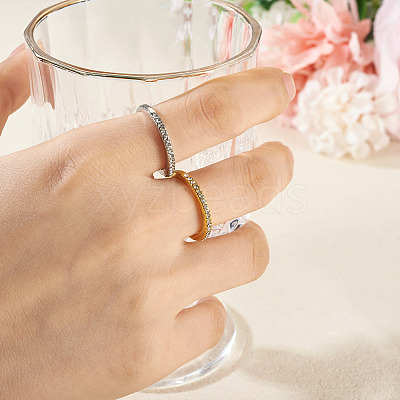 2Pcs 2 Colors Alloy with Crystal Rhinestone Finger Rings RJEW-TADJ0001-01C-1