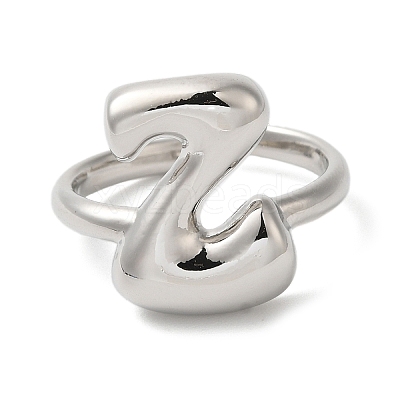 Initials Brass Open Cuff Ring for Women RJEW-N046-02Z-P-1