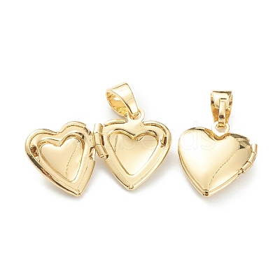Brass Locket Pendants KK-P199-15G-1