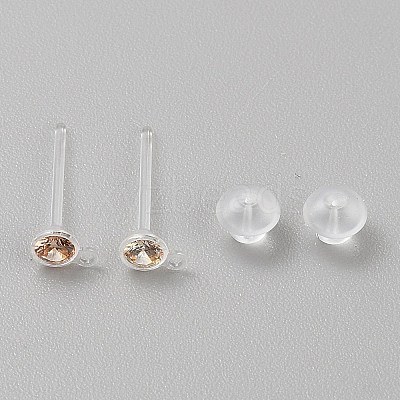 Resin Stud Earring Finding RESI-WH20001-08H-1