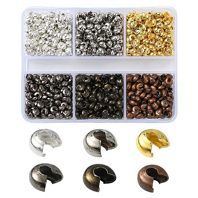 1200Pcs 6 Colors Iron Crimp Beads Covers IFIN-YW0003-72-1