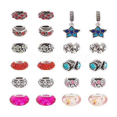 Alloy Rhinestone European Beads MPDL-TA0001-01-1