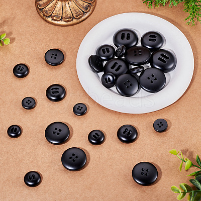 25Pcs 5 Styles 4-Hole Resin Buttons BUTT-TA0001-49-1