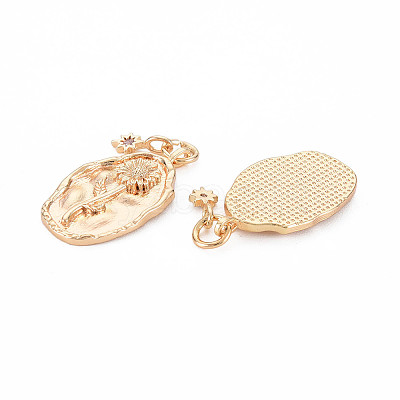 Brass Light Rose Rhinestone Pendants LS-KK-S364-218-1