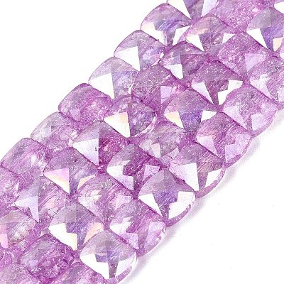 Electroplate Transparent Crackle Glass Beads Strands EGLA-Q135-02A-B05-1