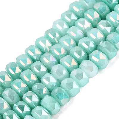 Electroplate Crackle Imitation Jade Glass Beads Strands EGLA-Q135-01A-C04-1