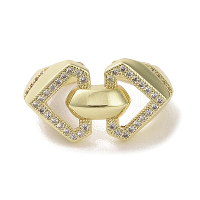 Brass Micro Pave Cubic Zirconia Open Cuff Ring RJEW-K256-56G-1
