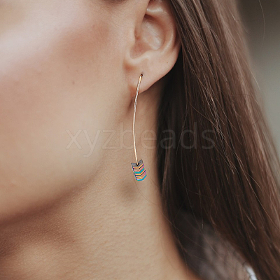 7 Pairs 7 Colors Synthetic Hematite Arrow Dangle Earrings EJEW-AN0001-43-1