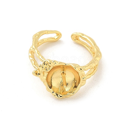 Brass Cup Peg Open Cuff Ring Settings KK-G518-10G-03-1