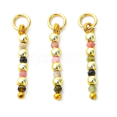 Faceted Natural Multicolor Tourmaline & Electroplate Synthetic Non-magnetic Hematite Pendants PALLOY-JF05542-1