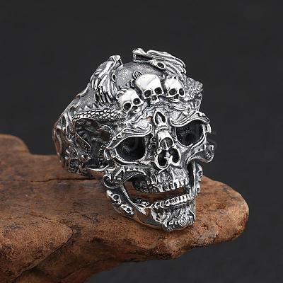 Alloy Rhinestone Adjustable Statement Cuff Open Rings for Men FS-WG8D7BC-01-1