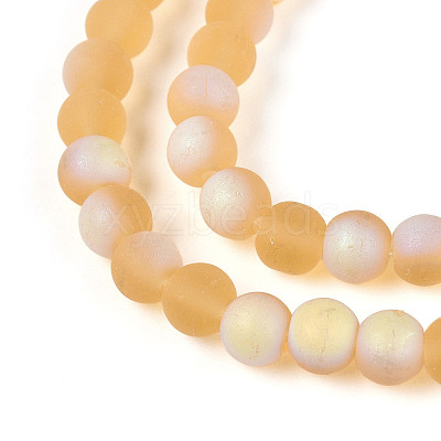 Frosted Transparent Glass Beads Strands GLAA-T032-T6mm-MBB08-1