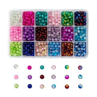 18 Colors Spray Painted Crackle Glass Beads CCG-JP0001-02B-1