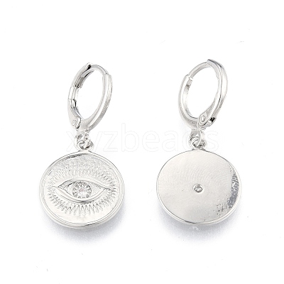 Clear Cubic Zirconia Horse Eye Dangle Leverback Earrings EJEW-N012-104P-1