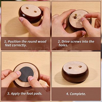 Wood Round Furniture Legs FIND-WH0199-412C-1