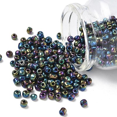 6/0 Electroplated Iris Round Glass Seed Beads X-SEED-A009-4mm-605-1