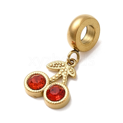 304 Stainless Steel Hyacinth Rhinestone Fruit European Dangle Charms STAS-D153-24G-1
