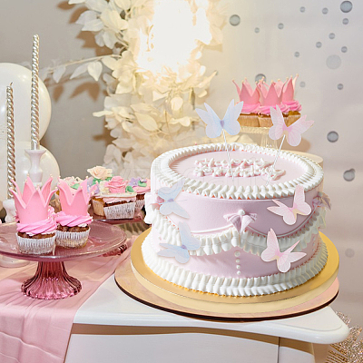6 Sets 2 Colors Iron & Paper Butterfly Cake Toppers Decorations DIY-GA0007-53-1