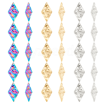 30Pcs 3 Colors 304 Stainless Steel Pendant STAS-DC0012-44-1