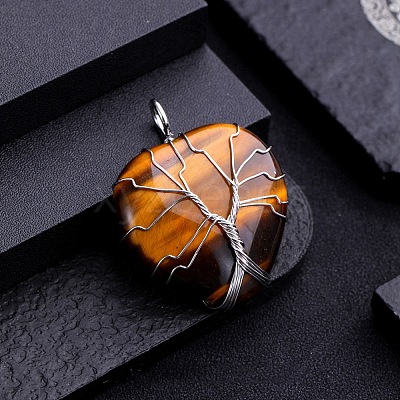 Natural Tiger Eye Pendants PW-WG46574-01-1