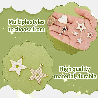 48Pcs 6 Styles Alloy Enamel Pendants ENAM-GA0001-10-1
