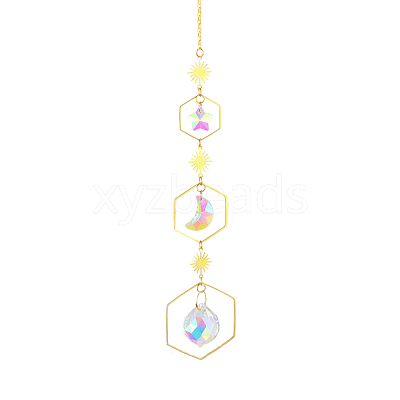 Quartz Crystal Big Pendant Decorations HJEW-PW0001-008B-1
