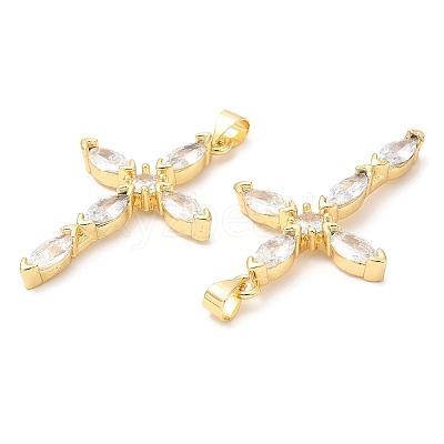 Rack Plating Brass Micro Pave Cubic Zirconia Pendants X-KK-A185-36G-1