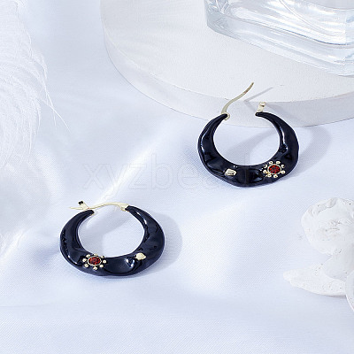 1Pair Alloy Rhinestone Hoop Earrings EJEW-LP0012-05A-1