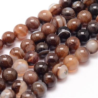 Natural Striped Agate/Banded Agate Bead Strands G-K155-A-8mm-14-1