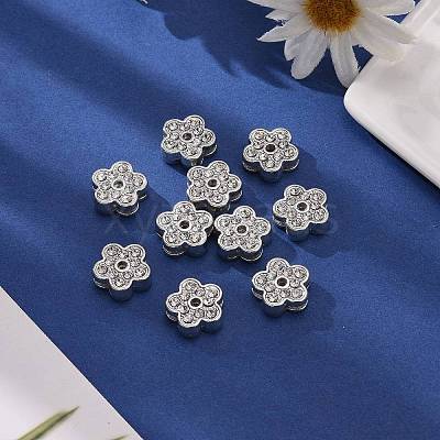 Flower Alloy Rhinestone Slide Charms RSB358-3P-1