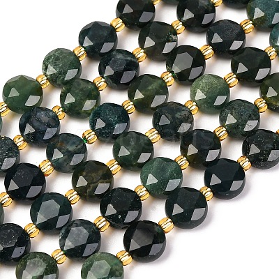 Natural Moss Agate Beads Strands G-C116-A15-02-1