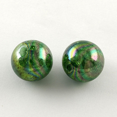AB Color Transparent Crackle Round Acrylic Beads CACR-S006-10-1
