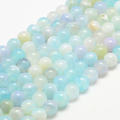Natural Striped Agate/Banded Agate Bead Strands X-G-K155-A-8mm-04-1