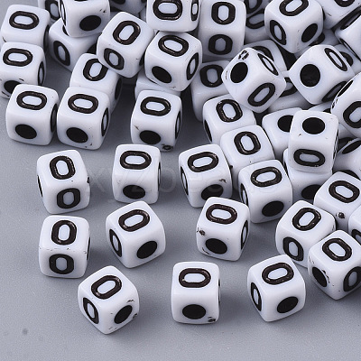 White Opaque Acrylic Beads MACR-R869-02O-1